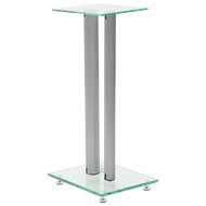 Speakerstandaarden zuil-ontwerp gehard glas zilver 2 st 2