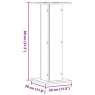 Speakerstandaards 2 st 30x30x80 cm bewerkt hout betongrijs 9