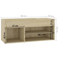 Schoenenbank 80x30x45 cm bewerkt hout sonoma eikenkleurig 8