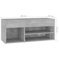 Schoenenbank 80x30x45 cm bewerkt hout betongrijs 8