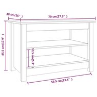 Schoenenbank 70x38x45,5 cm massief grenenhout grijs 7