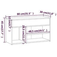 Schoenenbankje 80x30x45 cm bewerkt hout gerookt eikenkleurig 8