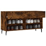 Schoenenbank 102x35x55 cm bewerkt hout gerookt eikenkleurig 4