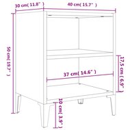 Nachtkastje met metalen poten 40x30x50 cm hoogglans wit 6