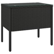 Bijzettafel 53x37x48 cm poly rattan en gehard glas zwart 2