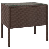 Bijzettafel 53x37x48 cm poly rattan en gehard glas bruin 2