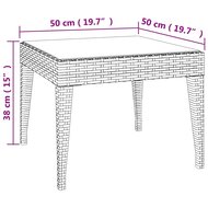 Bijzettafel 50x50x38 cm poly rattan en gehard glas bruin 5