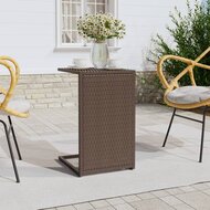 Bijzettafel C-vormig 40x35x60 cm poly rattan bruin 1