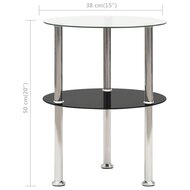 Bijzettafel 2-laags 38 cm gehard glas transparant en zwart 5