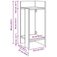 Bijzettafeltje met plank 25,5x27x60 cm betongrijs 9