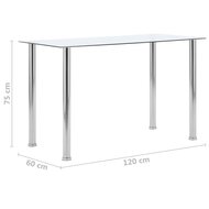 Eettafel 120x60x75 cm gehard glas transparant 5