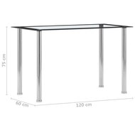 Eettafel 120x60x75 cm gehard glas zwart en transparant 5