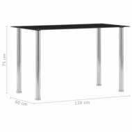 Eettafel 120x60x75 cm gehard glas zwart 5