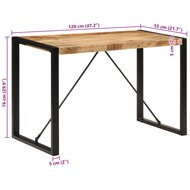 Eettafel 120x55x76 cm massief ruw mangohout 8