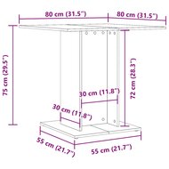 Eettafel 80x80x75 cm bewerkt hout wit 6