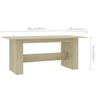 Eettafel 180x90x76 cm bewerkt hout sonoma eikenkleurig 7