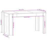 Eettafel 140x74,5x76 cm spaanplaat zwart 5