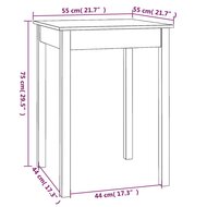 Eettafel 55x55x75 cm massief grenenhout 8