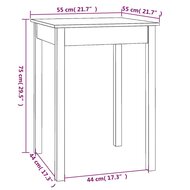 Eettafel 55x55x75 cm massief grenenhout wit 8