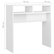 Wandtafel 78x30x80 cm bewerkt hout hoogglans wit 7