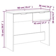 Wandtafel 90x36x75 cm bewerkt hout betongrijs 8