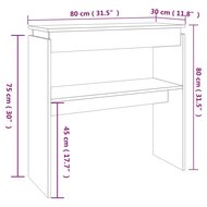 Wandtafel 80x30x80 cm bewerkt hout gerookt eikenkleurig 6