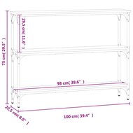 Wandtafel 100x22,5x75 cm bewerkt hout gerookt eikenkleurig 9