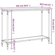 Wandtafel 101x30,5x75 cm bewerkt hout zwart 9