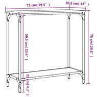 Wandtafel 75x30,5x75 cm bewerkt hout zwart 9