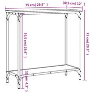 Wandtafel 75x30,5x75 cm bewerkt hout gerookt eikenkleurig 9