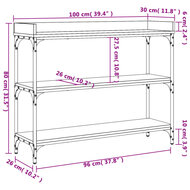 Wandtafel met schappen 100x30x80 cm bruin eikenkleur 9