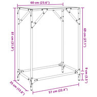 Wandtafel met transparant glazen blad 60x35x81 cm staal 9