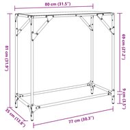 Wandtafel met transparant glazen blad 80x35x81 cm staal 9