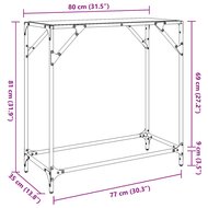 Wandtafel met zwart glazen blad 80x35x81 cm staal 9