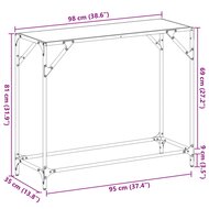 Wandtafel met zwart glazen blad 98x35x81 cm staal 9