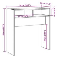 Wandtafel 78x30x80 cm bewerkt hout artisanaal eikenkleur 9