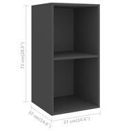 Tv-wandmeubel 37x37x72 cm bewerkt hout grijs 9