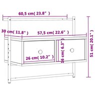 Tv-meubel wandgemonteerd 60,5x30x51 cm hout sonoma eikenkleurig 9