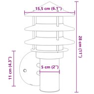 Buitenwandlamp roestvrij staal zilverkleurig 7