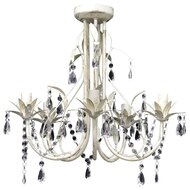 Kristallen kroonluchter met wit elegant design (5 lampen) 2