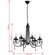 Plafondlamp kroonluchter 6 lampjes zwart 5