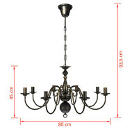 Kroonluchter zwart metaal 8 x E14 lampen 6