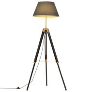 Vloerlamp driepoot 141 cm massief teakhout zwart en goudkleurig 1