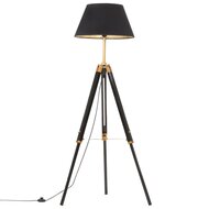 Vloerlamp driepoot 141 cm massief teakhout zwart en goudkleurig 2