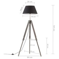 Vloerlamp driepoot 141 cm massief teakhout zwart en goudkleurig 9