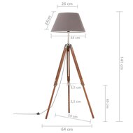 Vloerlamp driepoot 141 cm massief teakhout honingbruin en grijs 9