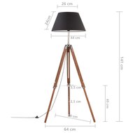 Vloerlamp driepoot 141 cm massief teakhout honingbruin en zwart 9