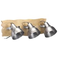 Wandlamp industrieel E27 68x23 cm mangohout zilverkleurig 2