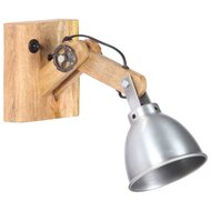 Wandlamp E27 massief mangohout en ijzer zilverkleurig 2