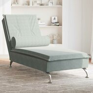 Massage chaise longue met bolster fluweel lichtgrijs 1